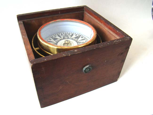 A Civil War era boxed small boat compass circa 1860